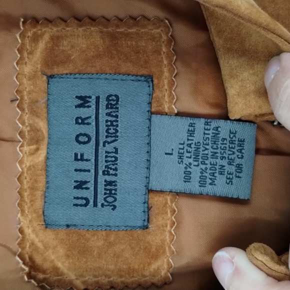 Uniform by John Paul Richard camel color leather zip up cropped jacket vintage - Picture 6 of 12